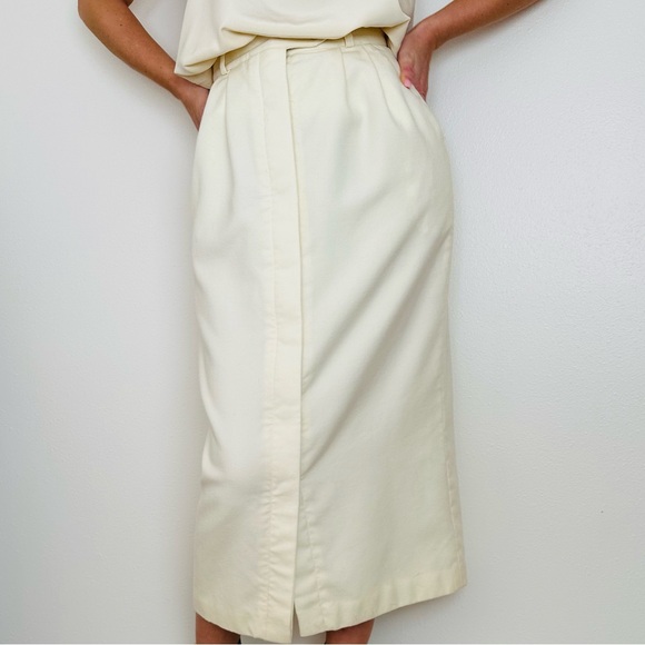 Vintage Buccaneer 100% wool cream pencil maxi skirt - Picture 5 of 13